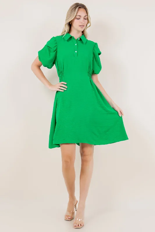 Long - Sleeve Women Dress in Velvet for a Luxurious Winter Look Long - Sleeve Women Dress in Velvet for a Luxurious Winter Look SS TACKED BUBBLE SLEEVES HALF PLACKET DRESS - D3553-AFLW-KELLYGREEN Long - Sleeve Women Dress in Velvet for a Luxurious Winter Look Long - Sleeve Women Dress in Velvet for a Luxurious Winter Look SS TACKED BUBBLE SLEEVES HALF PLACKET DRESS - D3553-AFLW-KELLYGREEN