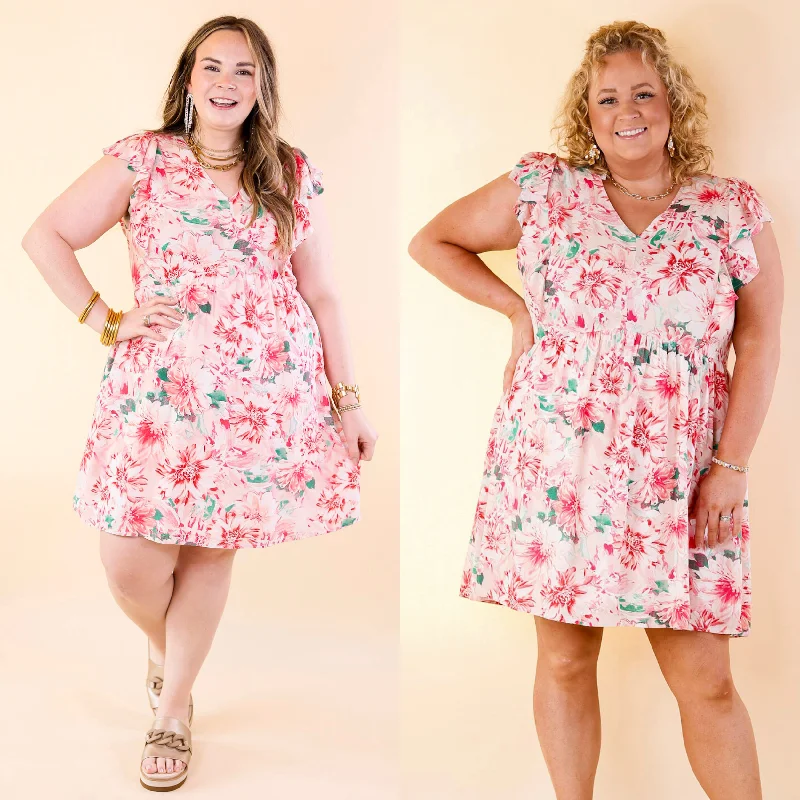 Plus Size Women Dress with a Flattering A - Line Cut for Comfort and Style Plus Size Women Dress with a Flattering A - Line Cut for Comfort and Style Sunshine On My Mind Floral Ruffle Cap Sleeve Dress in Pink Plus Size Women Dress with a Flattering A - Line Cut for Comfort and Style Plus Size Women Dress with a Flattering A - Line Cut for Comfort and Style Sunshine On My Mind Floral Ruffle Cap Sleeve Dress in Pink