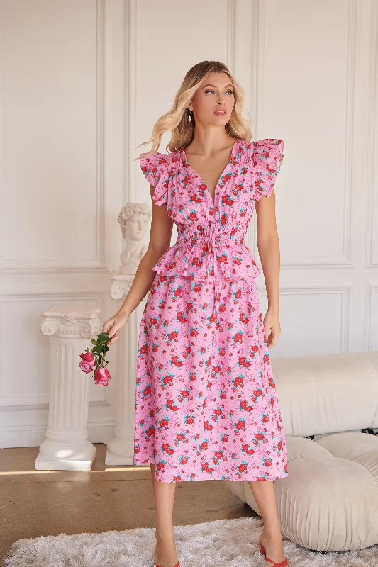 Midi dresses with button - down skirts for a unique and functional designBerryglow Floral Smocked Midi Dress Midi dresses with button - down skirts for a unique and functional designBerryglow Floral Smocked Midi Dress
