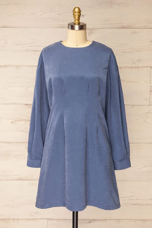 Bohrin Blue | Long-Sleeved Short Dress