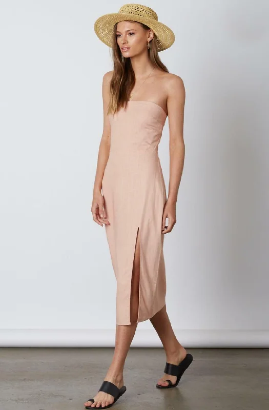Midi dresses with ruffled hems for a romantic date nightBridget Blush Pink Strapless Midi Dress Midi dresses with ruffled hems for a romantic date nightBridget Blush Pink Strapless Midi Dress