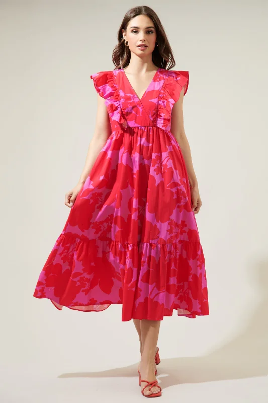 Midi dresses with ruffled hems for a romantic date nightBriff Floral Fairness Poplin Surplice Midi Dress Midi dresses with ruffled hems for a romantic date nightBriff Floral Fairness Poplin Surplice Midi Dress