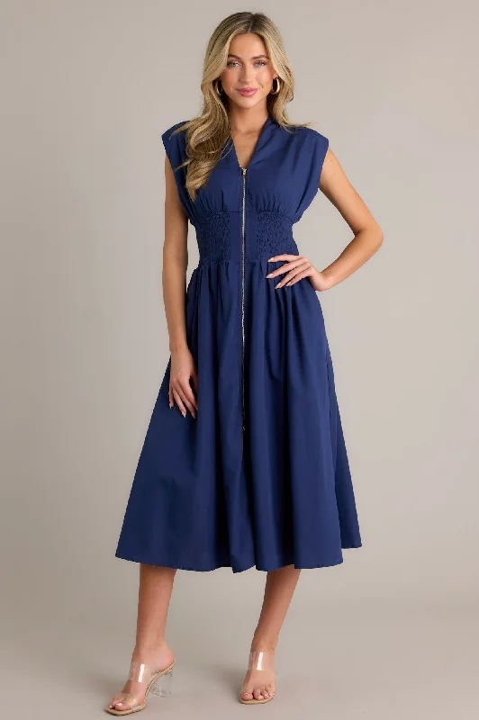 Midi dresses with animal prints for a bold and confident appearanceCircle Of Friends Navy Midi Dress Midi dresses with animal prints for a bold and confident appearanceCircle Of Friends Navy Midi Dress