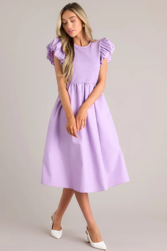 Midi dresses with cold - shoulder cutouts for a trendy styleCloset Cornerstone Lavender Midi Dress Midi dresses with cold - shoulder cutouts for a trendy styleCloset Cornerstone Lavender Midi Dress