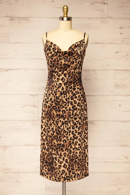 High - low midi dresses with geometric patterns for a modern partyCroenen | Cowl Neck Leopard Midi Dress High - low midi dresses with geometric patterns for a modern partyCroenen | Cowl Neck Leopard Midi Dress
