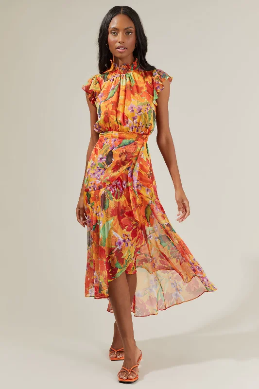 Midi dresses with off - the - shoulder necklines for a flirty lookDelilah Floral Blouson Drape Tiered Midi Dress Midi dresses with off - the - shoulder necklines for a flirty lookDelilah Floral Blouson Drape Tiered Midi Dress