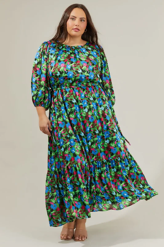 Destine Floral Carmine Midi Dress Curve