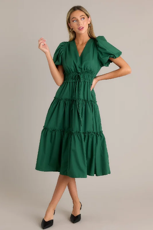 Midi dresses with metallic threads for a glamorous evening eventEasily Understood Hunter Green Puff Sleeve Midi Dress Midi dresses with metallic threads for a glamorous evening eventEasily Understood Hunter Green Puff Sleeve Midi Dress