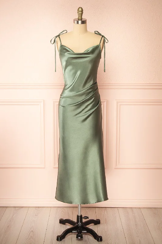 Midi dresses with polka dot prints for a playful summer outfitElyse Khaki | Cowl Neck Midi Dress Midi dresses with polka dot prints for a playful summer outfitElyse Khaki | Cowl Neck Midi Dress