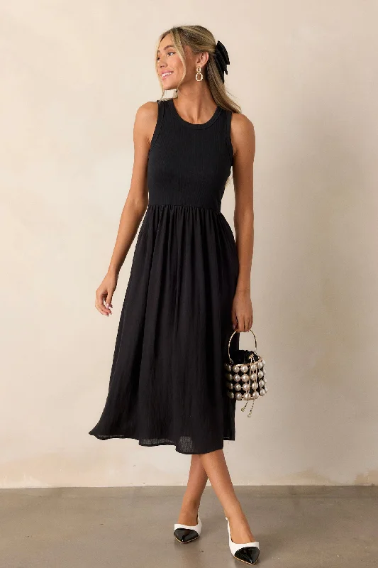Midi dresses with fringe details for a fun and energetic styleFind The Answer Black Ribbed Midi Dress Midi dresses with fringe details for a fun and energetic styleFind The Answer Black Ribbed Midi Dress