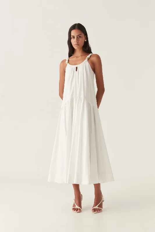 Midi dresses with pom - pom trims for a playful and festive lookFlora Midi Dress