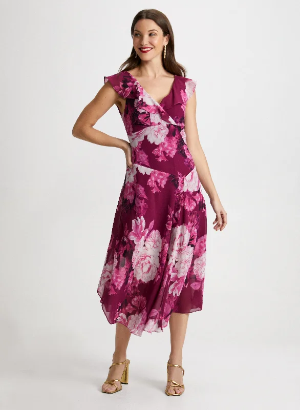 Floral Chiffon Ruffle Dress