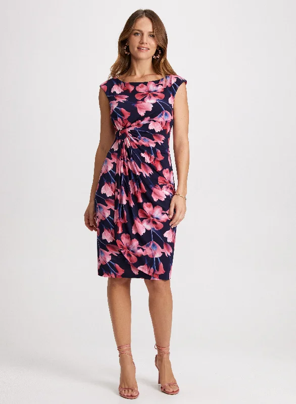 Midi dresses with off - the - shoulder necklines for a flirty lookFloral Gathered Waist Dress Midi dresses with off - the - shoulder necklines for a flirty lookFloral Gathered Waist Dress