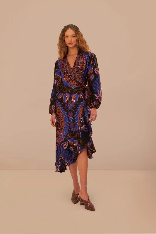 Midi dresses with asymmetric hems for a fashion - forward and dynamic appearanceHeart Forest Black Long Sleeve Midi Dress Midi dresses with asymmetric hems for a fashion - forward and dynamic appearanceHeart Forest Black Long Sleeve Midi Dress