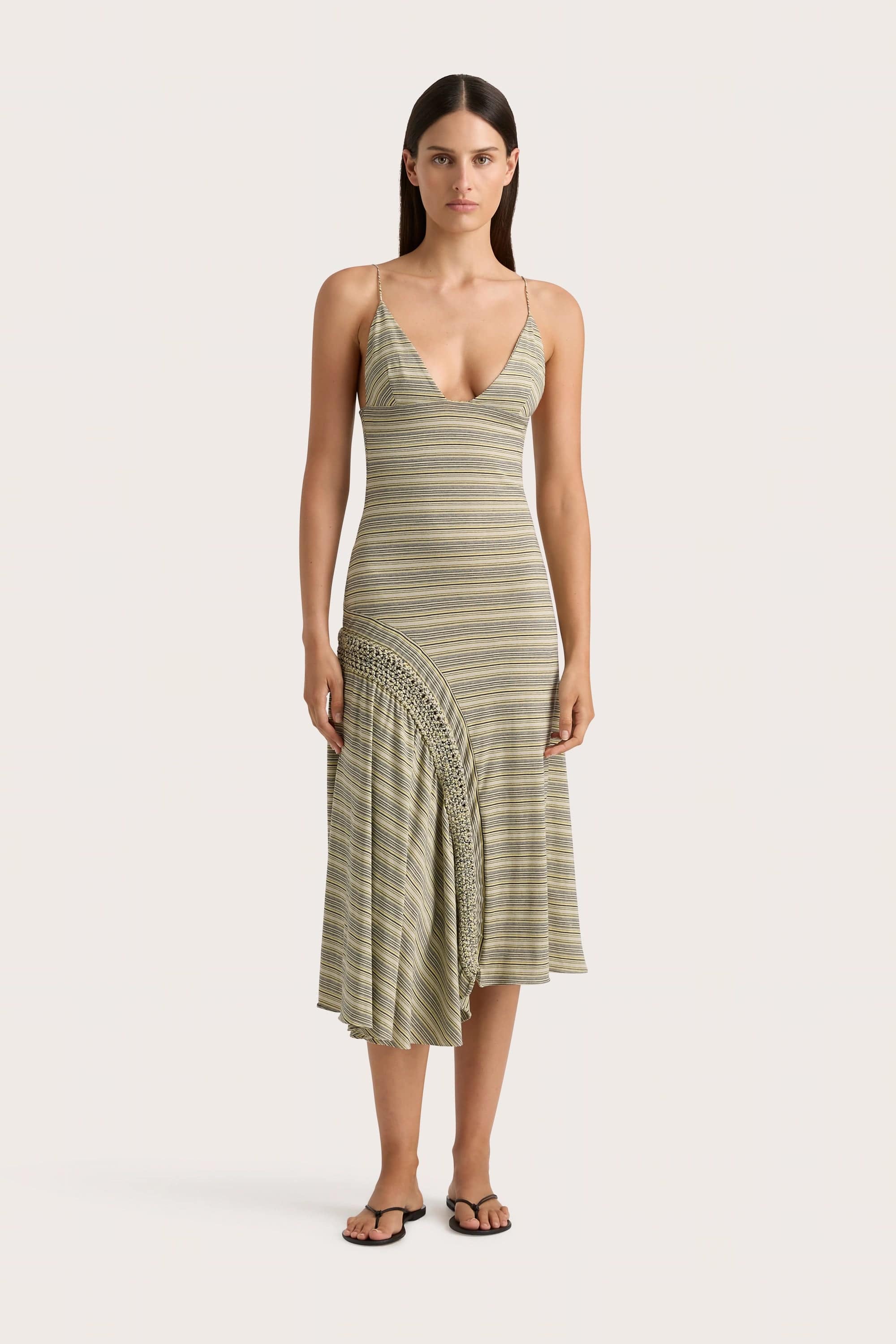 Midi dresses with puff sleeves for a vintage - inspired lookHyeres Midi Dress Lemon Navy Stripe Midi dresses with puff sleeves for a vintage - inspired lookHyeres Midi Dress Lemon Navy Stripe