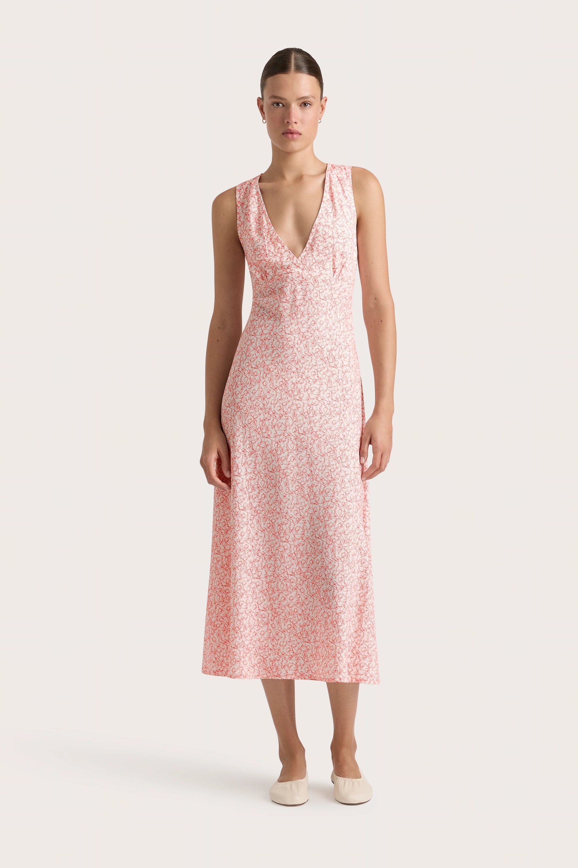 Midi dresses with pom - pom trims for a playful and festive lookJardin Midi Dress Calla Vermillion Midi dresses with pom - pom trims for a playful and festive lookJardin Midi Dress Calla Vermillion