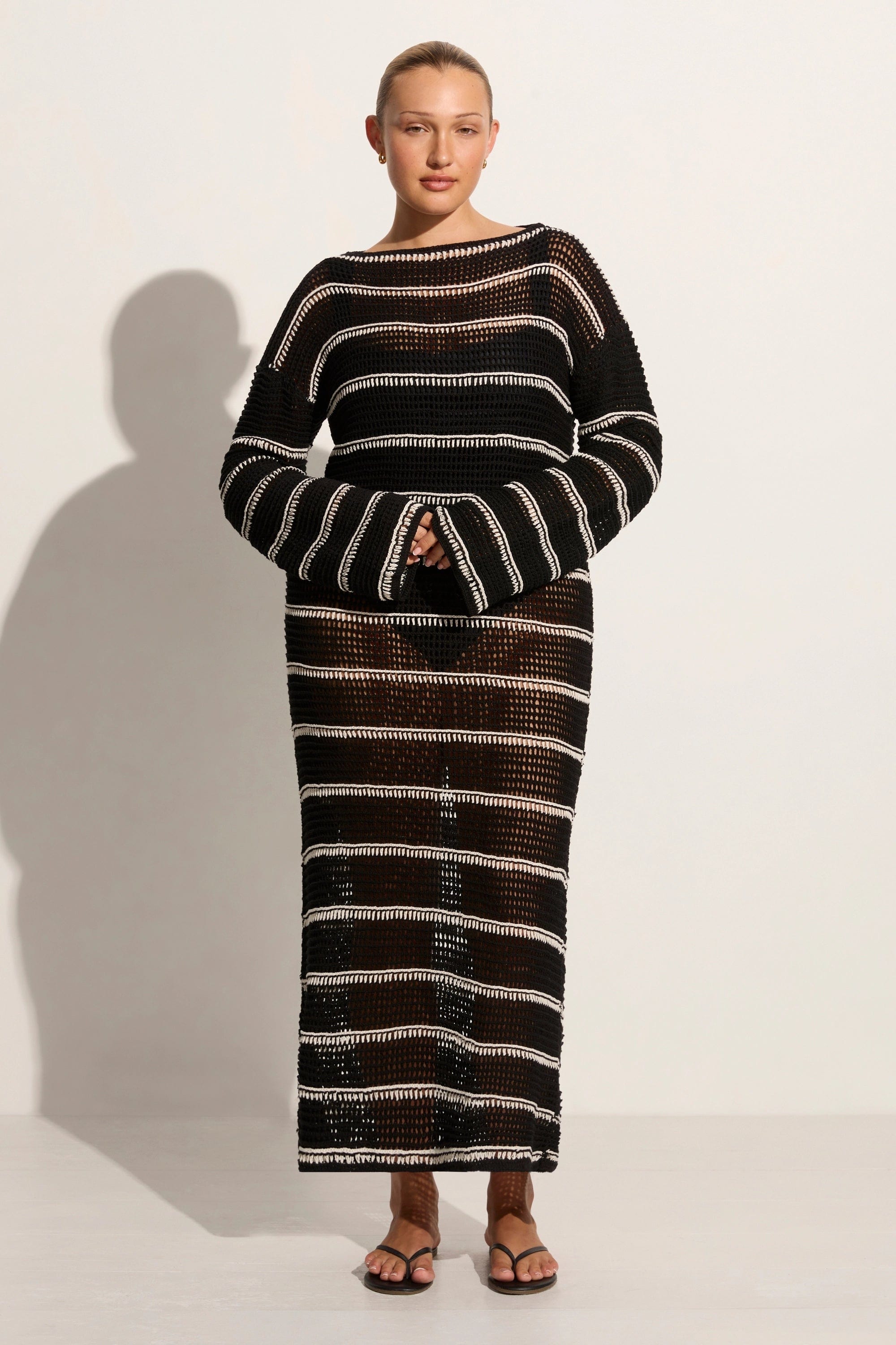 Midi dresses with bow accents for a sweet and charming lookJesolo Crochet Dress Black/Off White Midi dresses with bow accents for a sweet and charming lookJesolo Crochet Dress Black/Off White