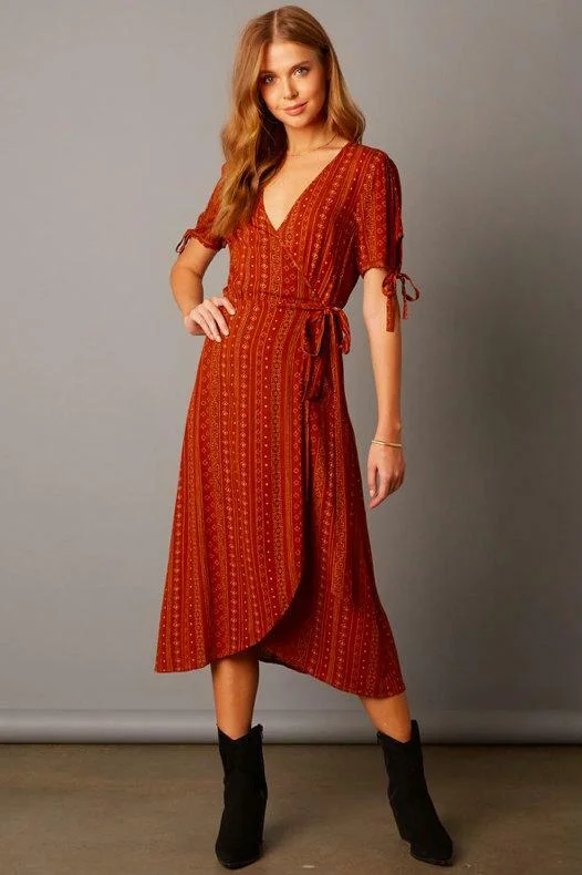 Midi dresses with off - the - shoulder necklines for a flirty lookJuliet Rust Print Midi Dress Midi dresses with off - the - shoulder necklines for a flirty lookJuliet Rust Print Midi Dress