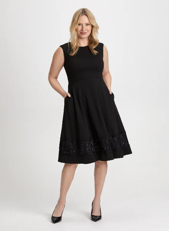 Midi dresses with polka dot prints for a playful summer outfitLace Trim Dress