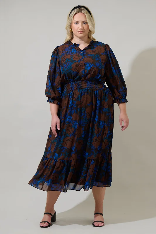 Midi dresses with satin - finish fabrics for a luxurious feelLebanon Floral Irene Smocked Midi Dress Curve Midi dresses with satin - finish fabrics for a luxurious feelLebanon Floral Irene Smocked Midi Dress Curve