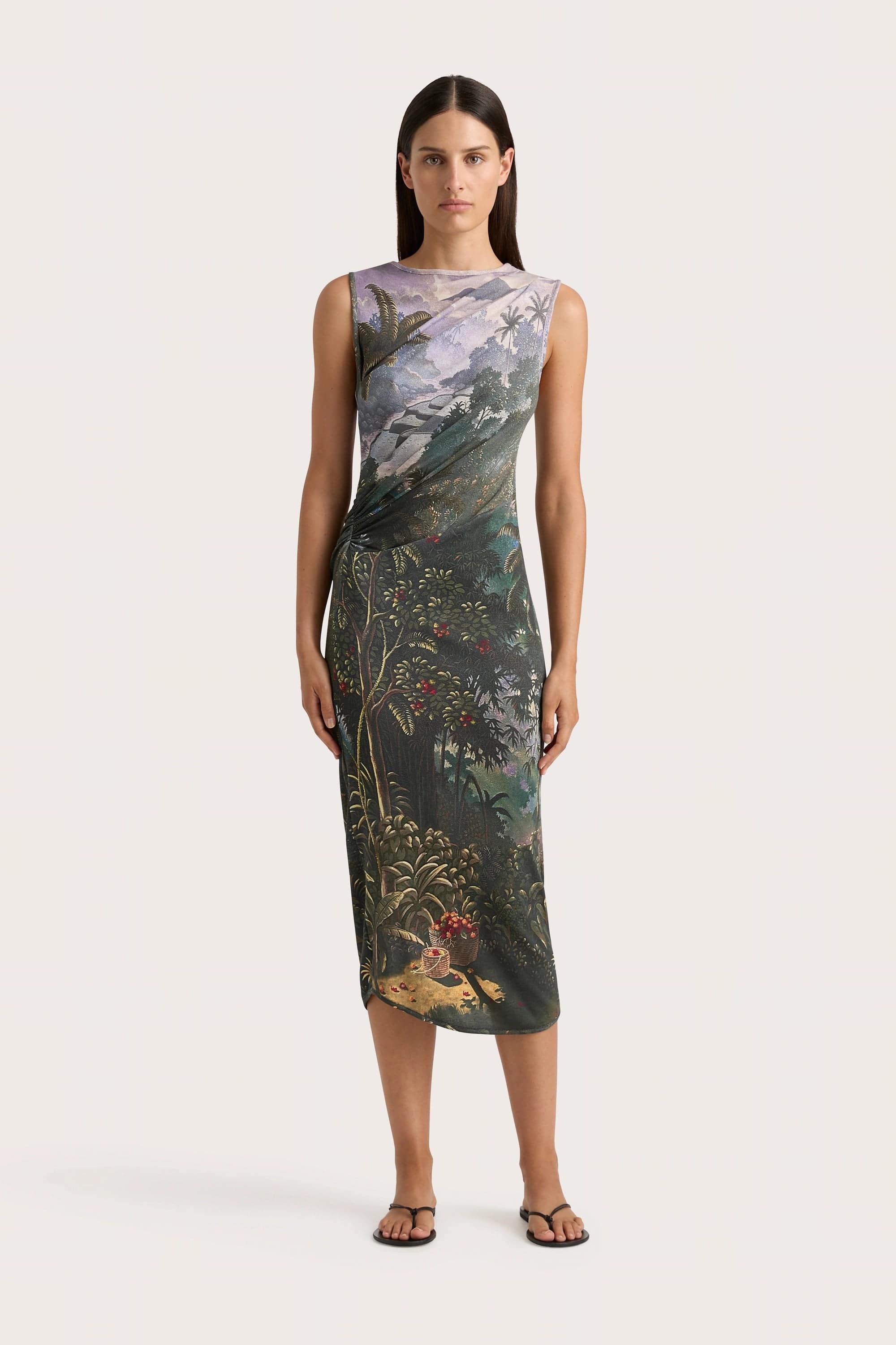 Midi dresses with off - the - shoulder necklines for a flirty lookLoire Dress Balinese Landscape Midi dresses with off - the - shoulder necklines for a flirty lookLoire Dress Balinese Landscape