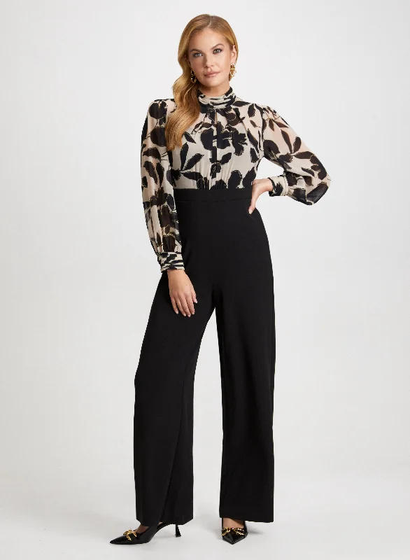 Midi dresses with sheer panels for a touch of allureLeaf Print Jumpsuit