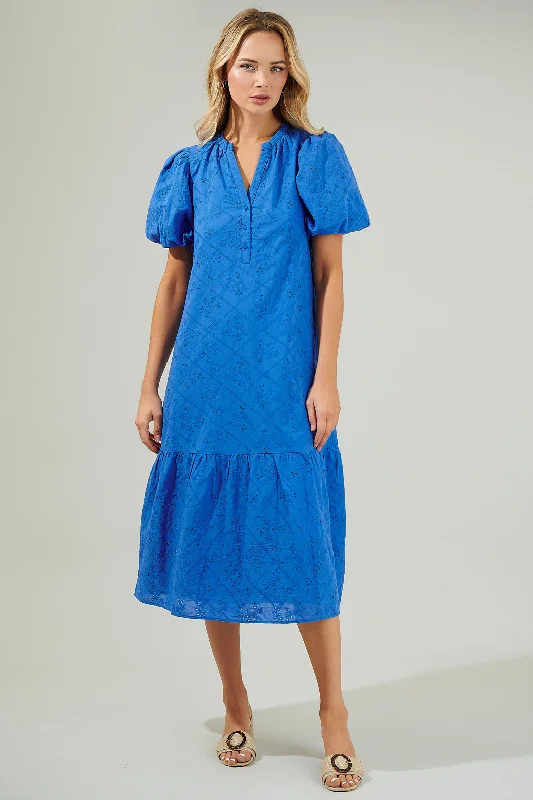Midi dresses with sheer panels for a touch of allureMar Nova Eyelet Midi Dress
