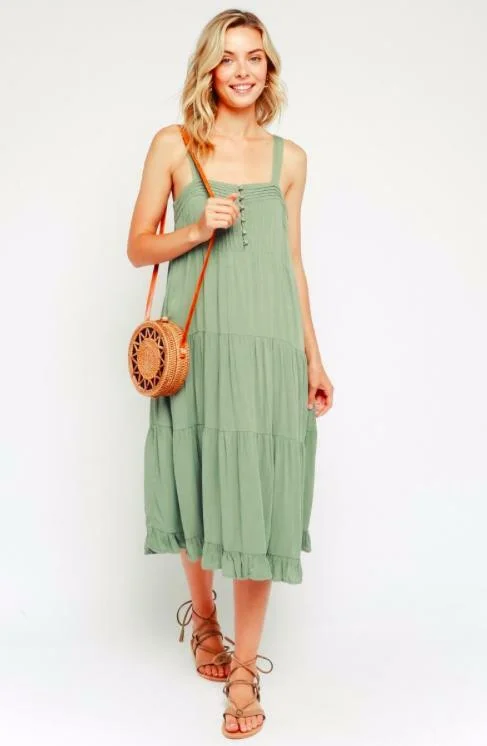 Midi dresses with asymmetric hems for a fashion - forward and dynamic appearanceMelina Sage Tiered Midi Tank Dress Midi dresses with asymmetric hems for a fashion - forward and dynamic appearanceMelina Sage Tiered Midi Tank Dress