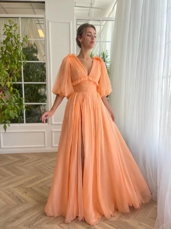 Melon Oasis Draped Gown