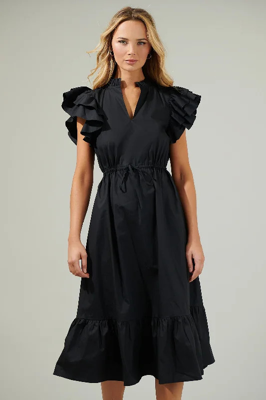 Midi dresses with puff sleeves for a vintage - inspired lookMiley Dillan Midi Ruffle Dress Midi dresses with puff sleeves for a vintage - inspired lookMiley Dillan Midi Ruffle Dress