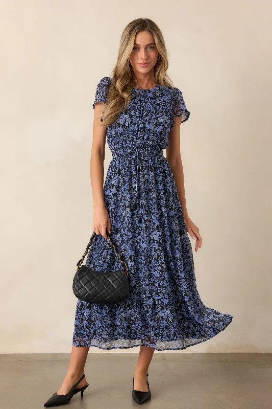 Midi dresses with lace - up fronts for a unique and adjustable styleMINKPINK Lucinda Midnight Blue Floral Midi Dress Midi dresses with lace - up fronts for a unique and adjustable styleMINKPINK Lucinda Midnight Blue Floral Midi Dress