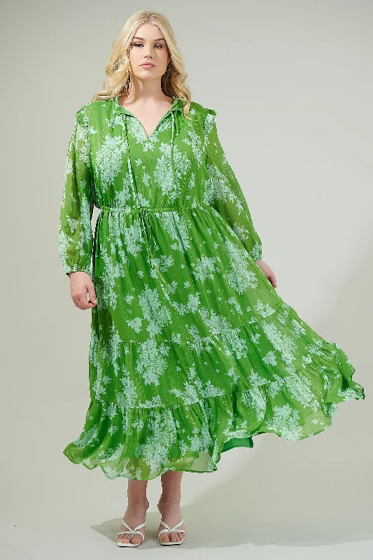 Midi dresses with V - necklines for a flattering and elongating effectPolare Floral Kristen Tiered Midi Dress Curve Midi dresses with V - necklines for a flattering and elongating effectPolare Floral Kristen Tiered Midi Dress Curve