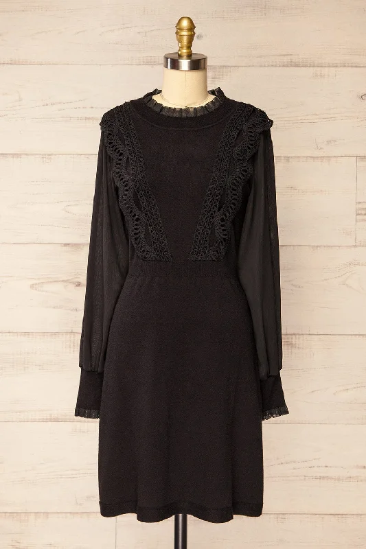 Midi dresses with pleated bodices for a classic and tailored lookRakvere | Short Black Dress w/ Long Sleeves Midi dresses with pleated bodices for a classic and tailored lookRakvere | Short Black Dress w/ Long Sleeves