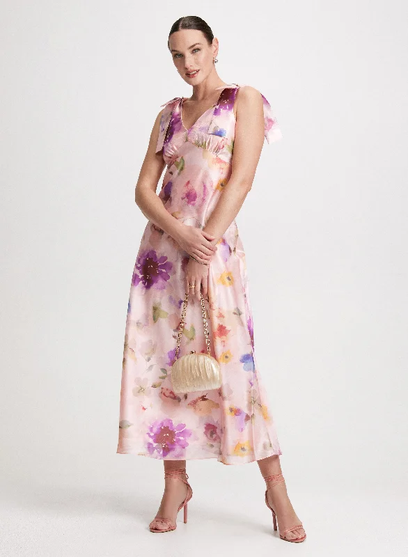 Sheath midi dresses with beaded embellishments for a formal occasionShoulder Bows Floral Dress Sheath midi dresses with beaded embellishments for a formal occasionShoulder Bows Floral Dress