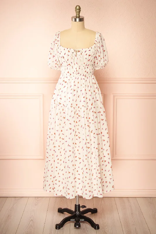 Soraya Ivory | Maxi Dress w/ Floral Pattern