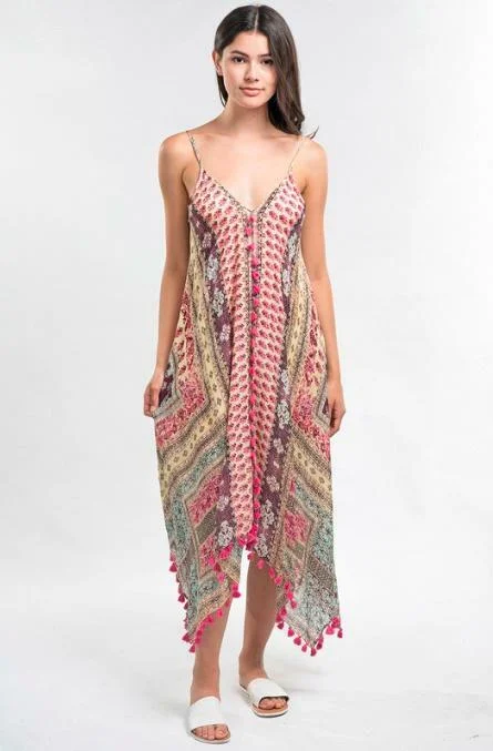 Midi dresses with metallic threads for a glamorous evening eventSun Kissed Pink Paisley Print Scarf Dress Midi dresses with metallic threads for a glamorous evening eventSun Kissed Pink Paisley Print Scarf Dress