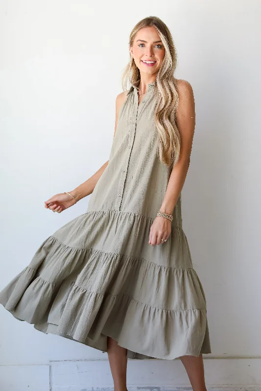 Midi dresses with sheer panels for a touch of allureFINAL SALE - Sweet Destiny Light Olive Tiered Midi Dress Midi dresses with sheer panels for a touch of allureFINAL SALE - Sweet Destiny Light Olive Tiered Midi Dress