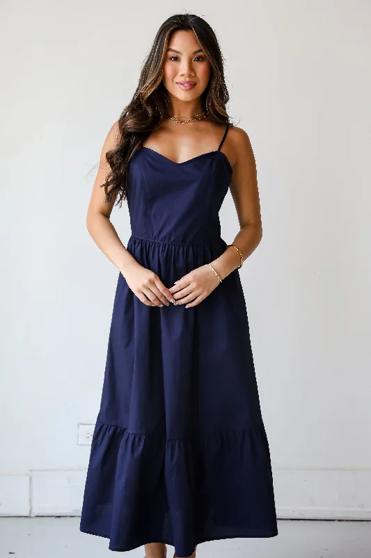 Midi dresses with side slits for a sexy and elegant appearanceFINAL SALE - Timeless Disposition Navy Midi Dress Midi dresses with side slits for a sexy and elegant appearanceFINAL SALE - Timeless Disposition Navy Midi Dress