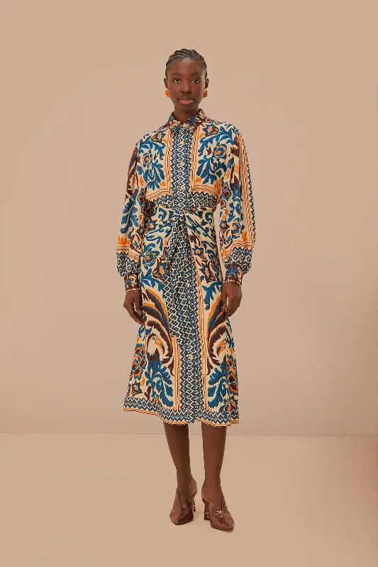 Midi dresses with ruffled sleeves for a more feminine and voluminous lookToucans Scarf Sand Midi Dress Midi dresses with ruffled sleeves for a more feminine and voluminous lookToucans Scarf Sand Midi Dress