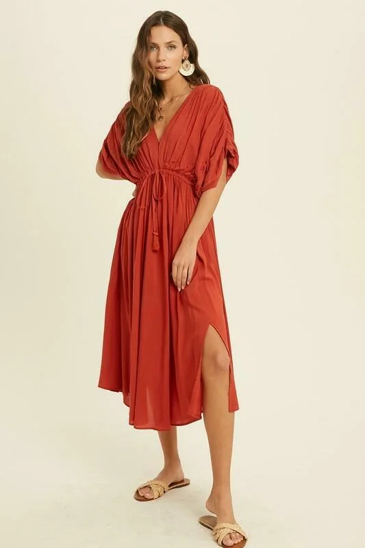 Truly Perfect Brick Red Midi Dress