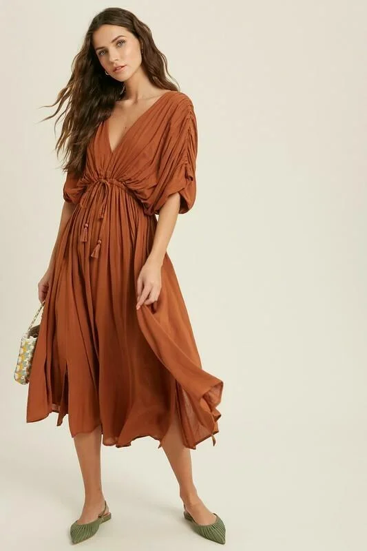 Truly Perfect Rust Brown Midi Dress