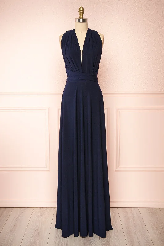 Midi dresses with cold - shoulder cutouts for a trendy styleViolaine Navy | Convertible Maxi Dress Midi dresses with cold - shoulder cutouts for a trendy styleViolaine Navy | Convertible Maxi Dress