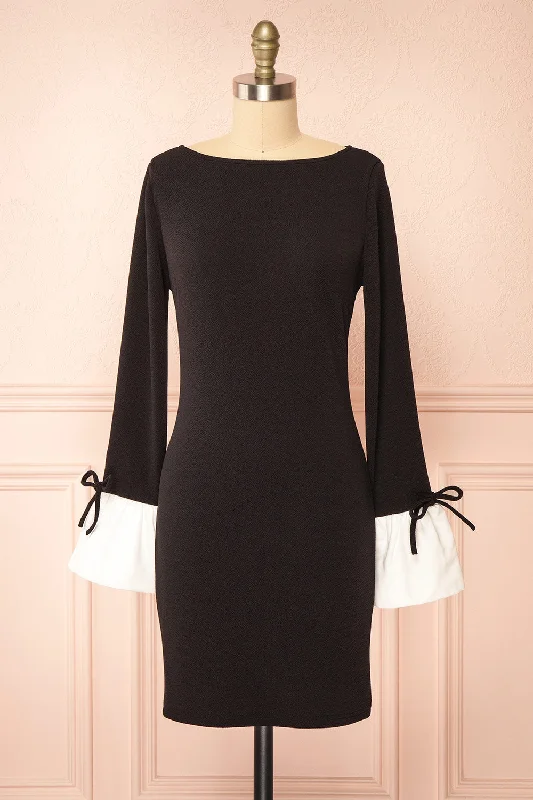 Vitalia | Short Black Dress w/ Long Sleeves