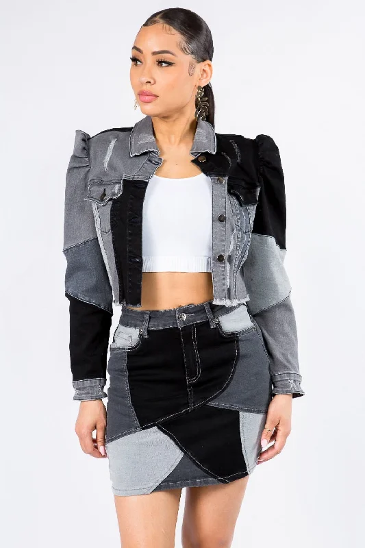 Sleeveless Denim Top for a Cool Summer LookAmerican Bazi Button Up Cropped Patchwork Denim Jacket Sleeveless Denim Top for a Cool Summer LookAmerican Bazi Button Up Cropped Patchwork Denim Jacket