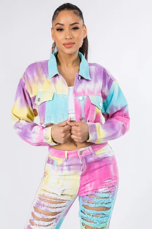 Embroidered Denim Top with Intricate PatternsAmerican Bazi Distressed Back Cropped Denim Jacket Embroidered Denim Top with Intricate PatternsAmerican Bazi Distressed Back Cropped Denim Jacket