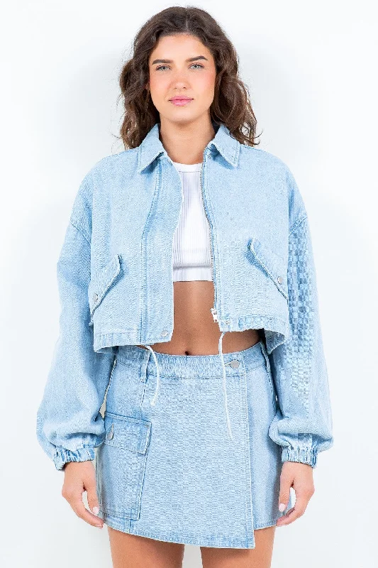 Sleeveless Denim Top for a Cool Summer LookAmerican Bazi Drawstring Waist Crop Denim Jacket Sleeveless Denim Top for a Cool Summer LookAmerican Bazi Drawstring Waist Crop Denim Jacket