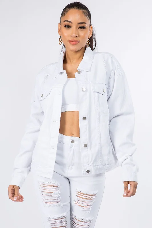 Ripped Denim Top for a Rebellious Fashion StatementAmerican Bazi Graphic Distressed Long Sleeve Denim Jacket Ripped Denim Top for a Rebellious Fashion StatementAmerican Bazi Graphic Distressed Long Sleeve Denim Jacket