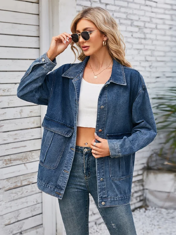 Denim Top for a Music Festival with a Rock - n - Roll VibeButton Up Long Sleeve Denim Jacket Denim Top for a Music Festival with a Rock - n - Roll VibeButton Up Long Sleeve Denim Jacket