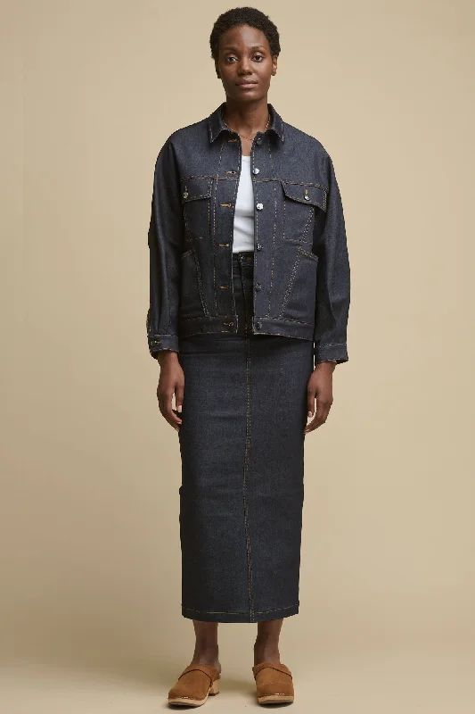 Dark - wash denim skirts for a more formal lookWomen's Frankie Denim Maxi Skirt - Indigo Dark - wash denim skirts for a more formal lookWomen's Frankie Denim Maxi Skirt - Indigo