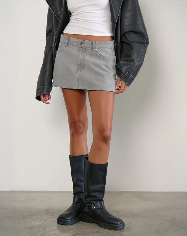 Black denim skirts for a versatile optionDenim Raw Hem Mini Skirt in Grey Bleach
